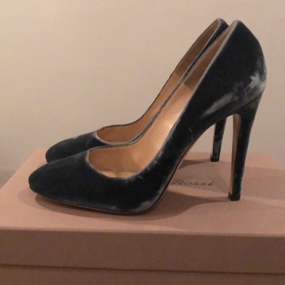 Gianvito Rossi grey blue velvet pumps eu 39/us 9